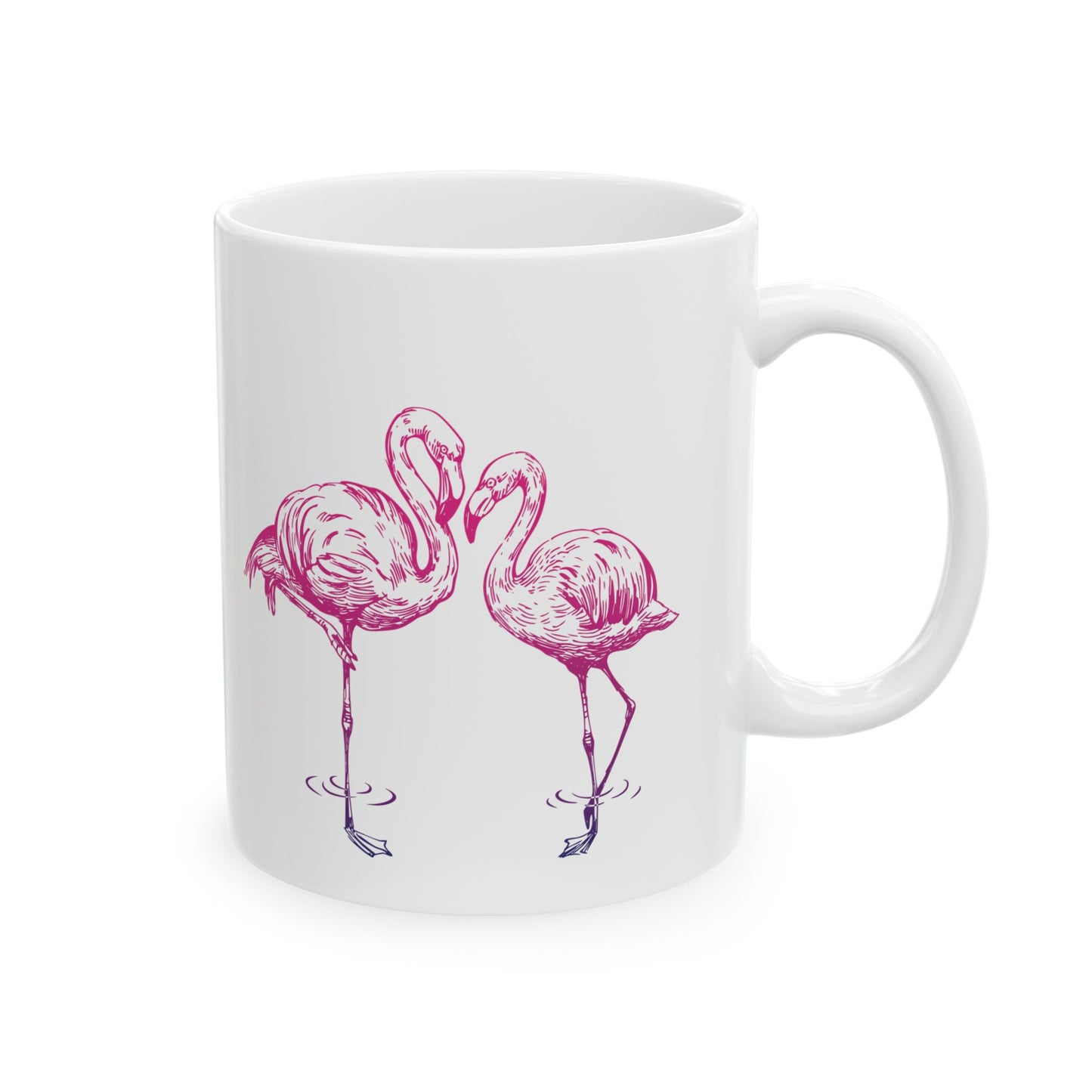 Lavender Rose Flamingo Ceramic Mug (11oz, 15oz)