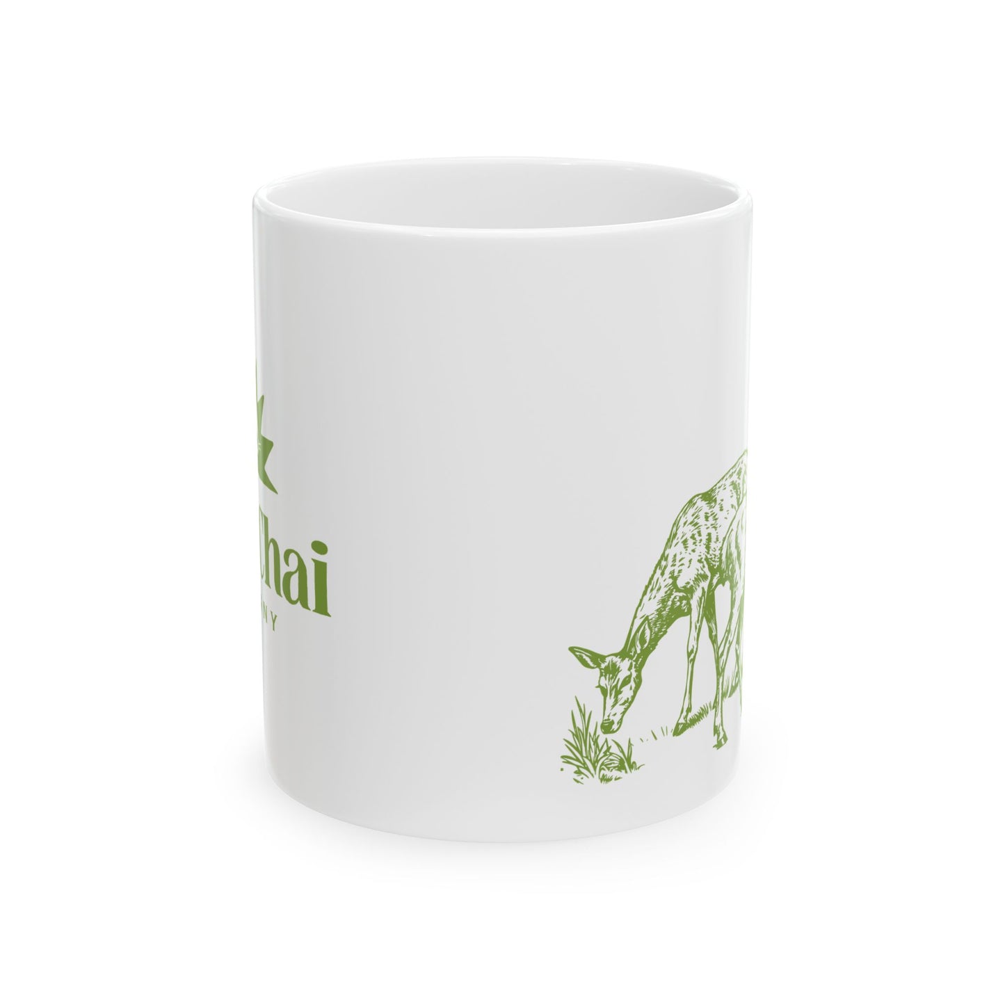 Cardamom Green Deer Ceramic Mug (11oz, 15oz)