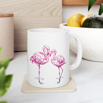 Lavender Rose Flamingo Ceramic Mug (11oz, 15oz)