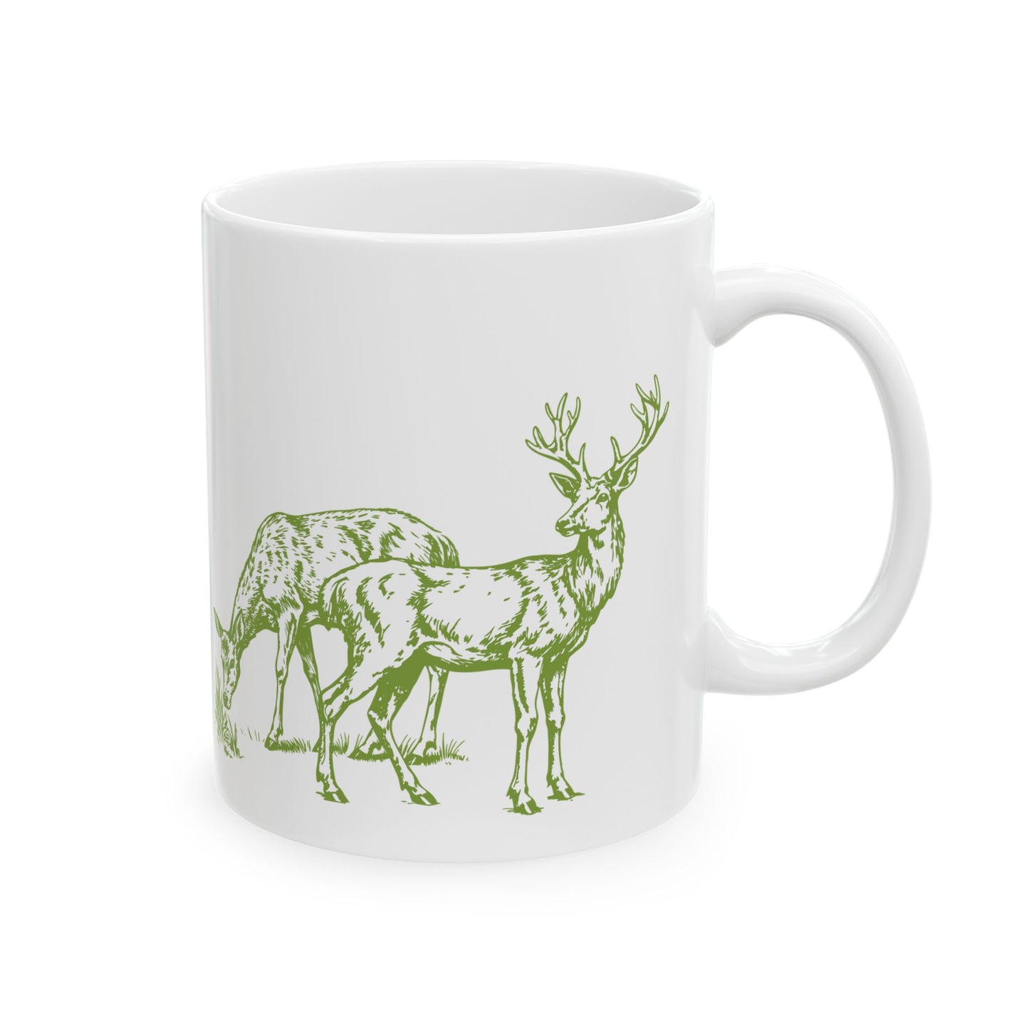 Cardamom Green Deer Ceramic Mug (11oz, 15oz)